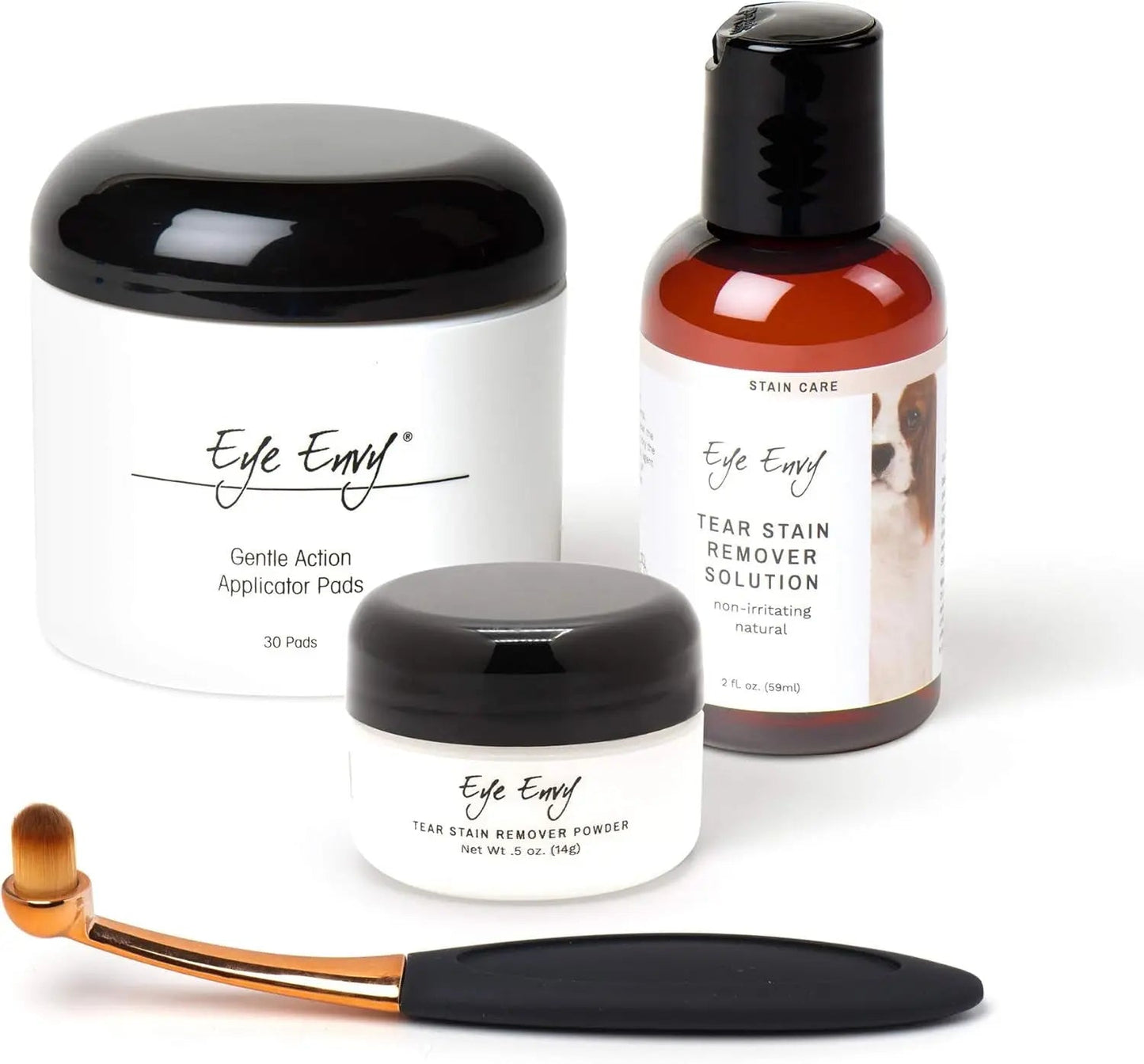 Eye Envy Dog Tear Stain Remover Kit w Brush Pads Powder 30–45 Day
