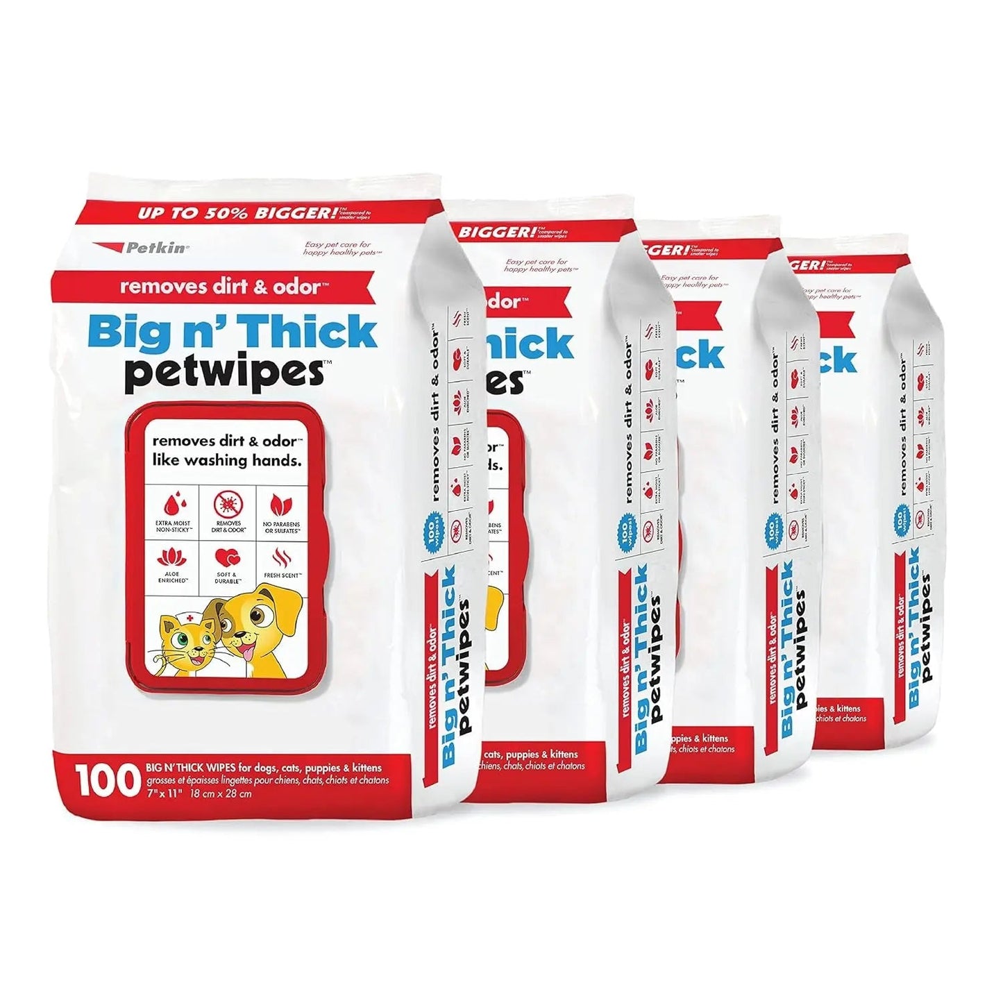 Pet Wipes for Dogs & Cats – 100 Large Grooming Wipes for Ears, Face, Eyes & Paws