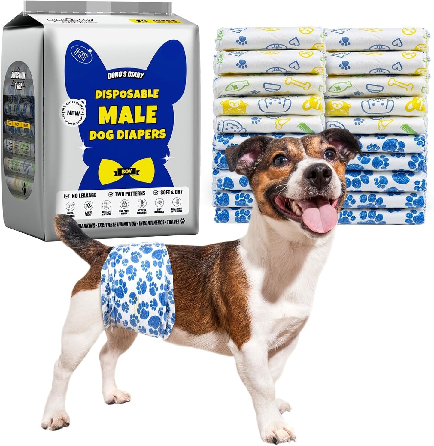 Male Dog Diapers 60 Count Disposable Belly Bands Leakproof Absorbent