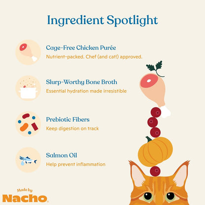 Grain Free Cat Food Topper Digestive Support Chicken Puree 18 Pack