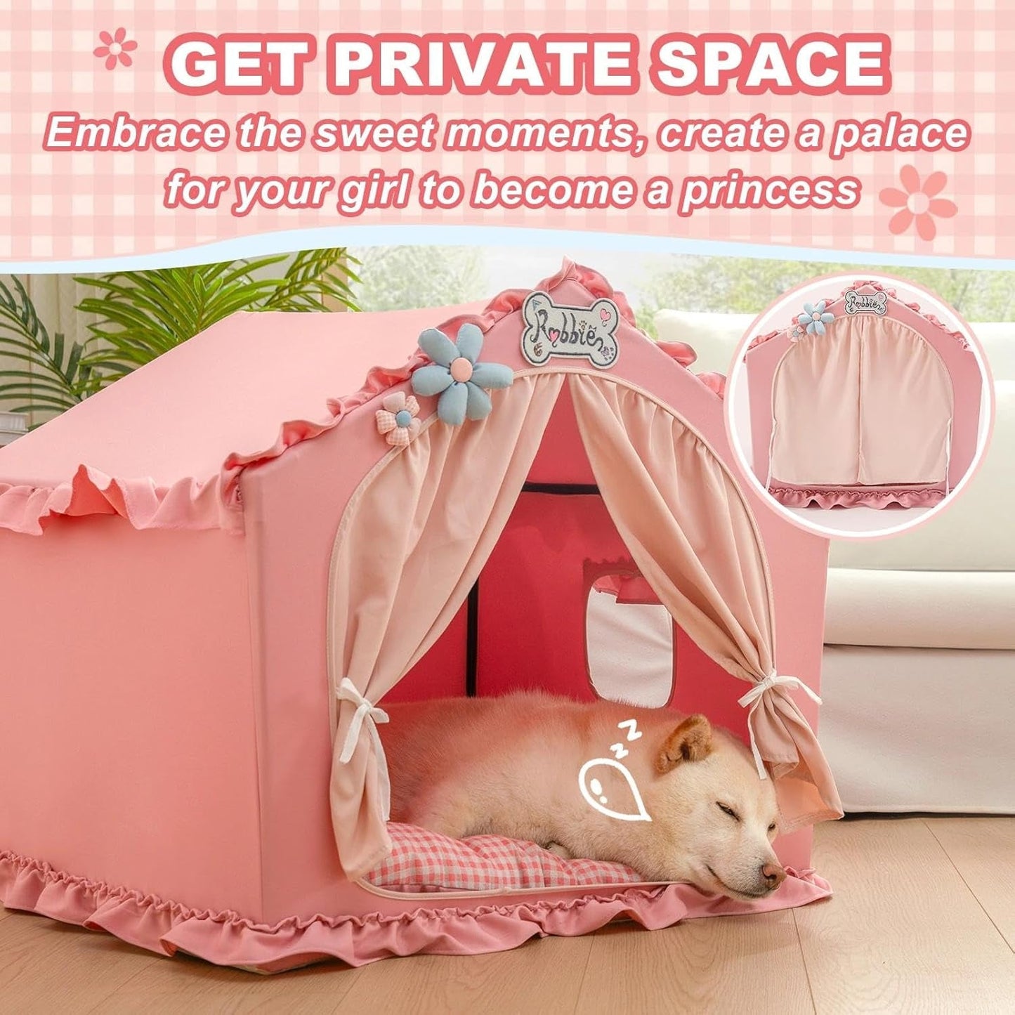 Indoor Dog House Tent Bed Soft Washable Foldable Cave For Small and Medium Dogs