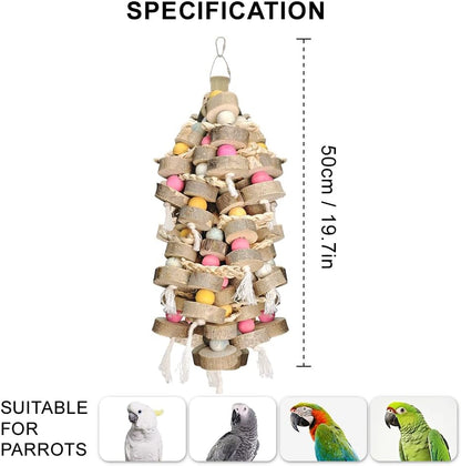Large Bird Toy Bundle Parrot Chew Toys Natural Wood Cotton Macaw Cockatoo