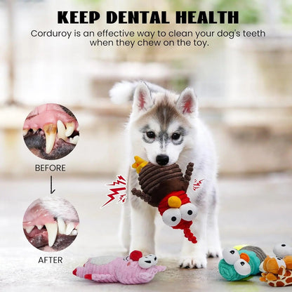 5-Pack Squeaky Dog Toys, Durable Plush Critter Set for Small to Large Dogs
