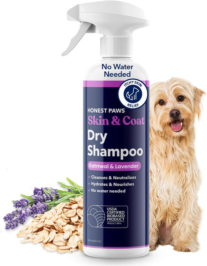 Dog Dry Shampoo Waterless No Rinse Oatmeal Lavender Itch Odor Relief 8oz