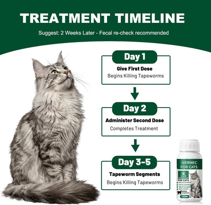 Cat Dewormer Liquid Broad Spectrum Tapeworm Roundworm Hookworm 120ml