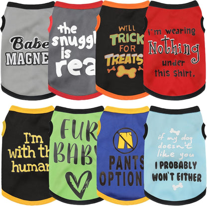 Dog Shirt Set 8 Pack Breathable Puppy Clothes Summer Fall XS-3XL