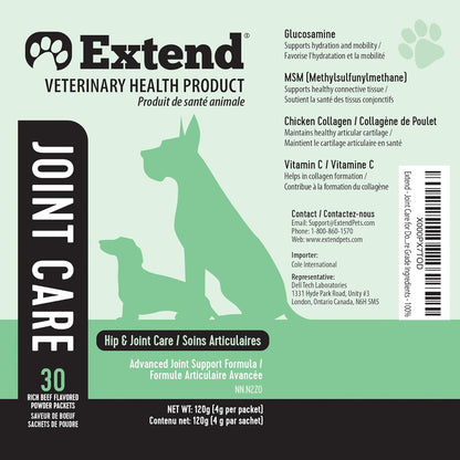 Dog Joint Supplement Powder Glucosamine Chondroitin MSM Collagen 30Ct