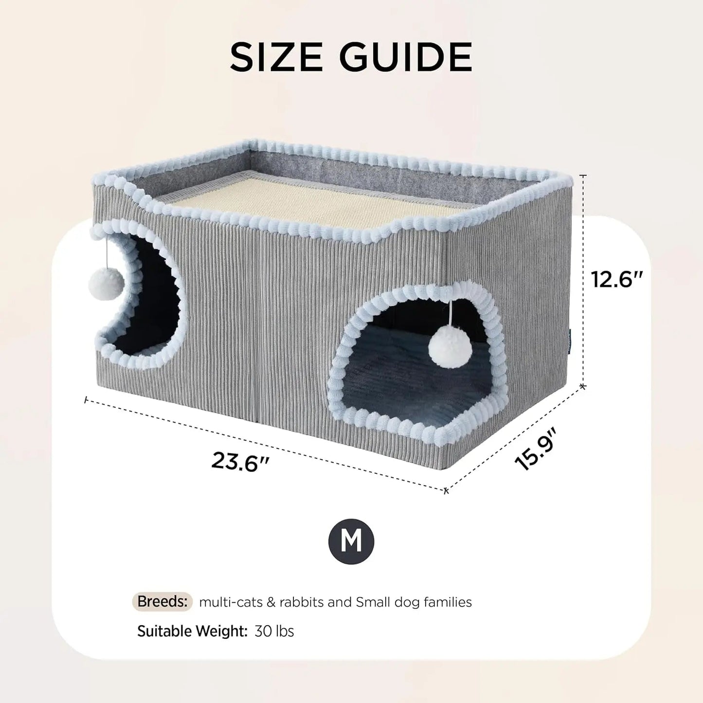 Cat Scratcher House with Removable Sisal Top, Foldable Cat Furniture