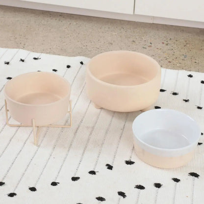 Ceramic Cat & Dog Pet Bowl, Elevated Stoneware Feeder, Dishwasher Safe