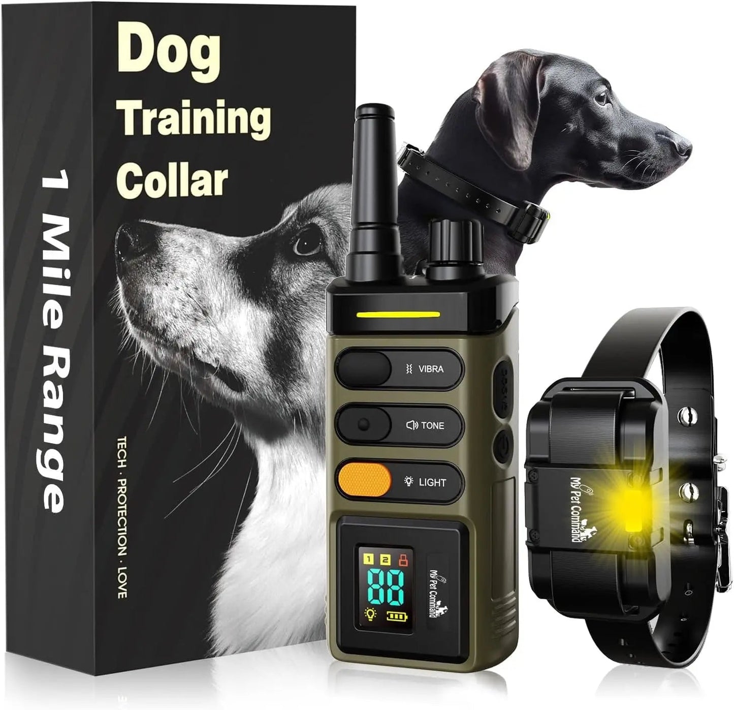 Dog Training Collar for up to 2 Dogs Remote Waterproof Rechargeable 1 Mile Range