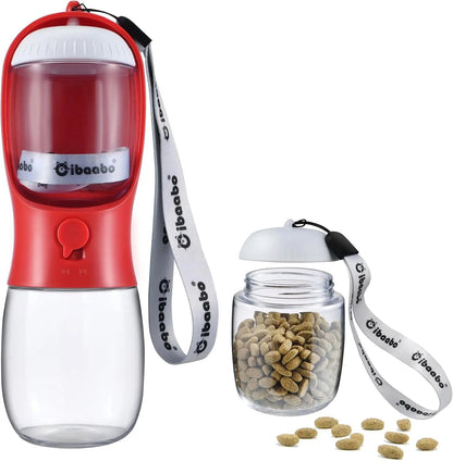 Dog Water & Food Bottle Portable 2in1 Dispenser Filter Leak Proof Travel Hiking