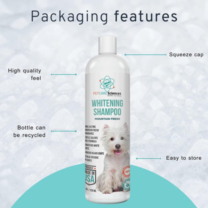 Dog Whitening Shampoo 8oz Tearless Natural Brightening White & Dark Coats