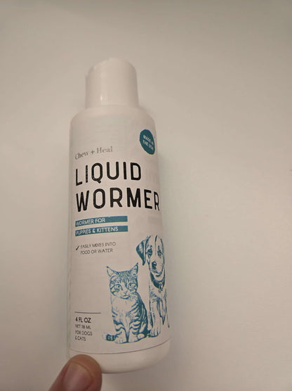 Dog & Cat Wormer Liquid 4oz Puppy Kitten Dewormer Made in USA
