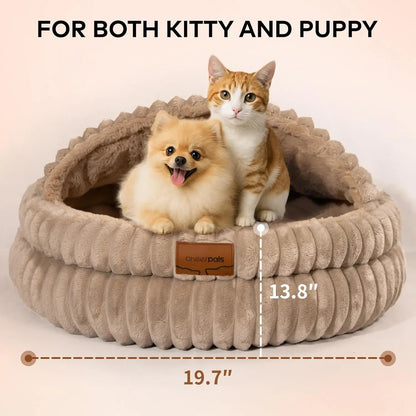 Fluffy Round Soft Cat Bed – Washable Plush Pet Bed for Cats & Small Dogs