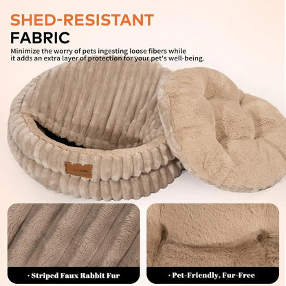 Fluffy Round Soft Cat Bed – Washable Plush Pet Bed for Cats & Small Dogs