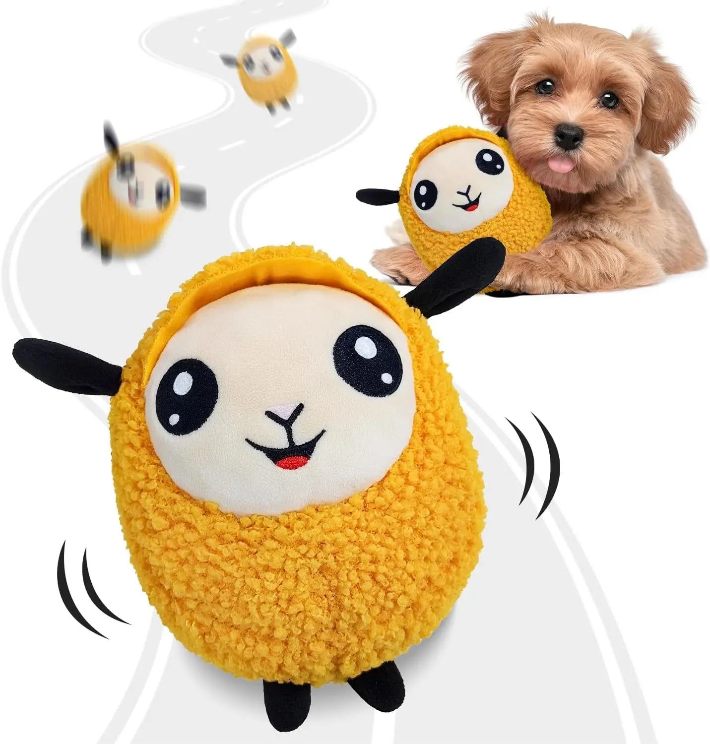 Interactive Moving Ball Rechargeable Plush Squeak Toy for Small/ Med/Large Dogs