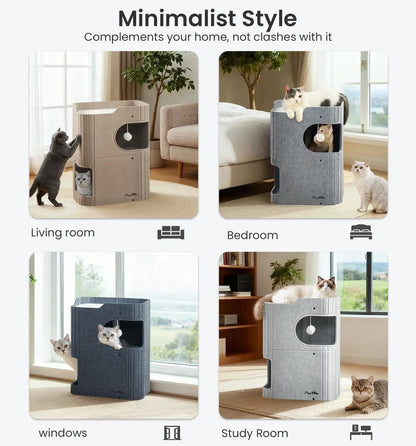 Made4Pets 2-Story Indoor Cat House Cube Bed Tunnel Condo