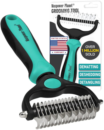 Maxpower Dual-Sided Pet Grooming Rake for Dogs & Cats – Dematting Tool