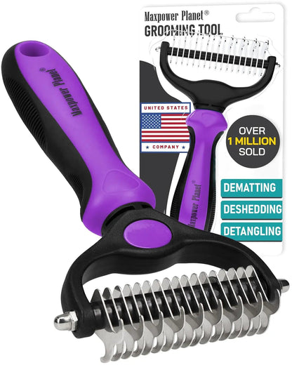 Maxpower Dual-Sided Pet Grooming Rake for Dogs & Cats – Dematting Tool