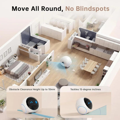 Movable Pet Camera Robot 1080P Two Way Audio Night Vision Auto Recharge