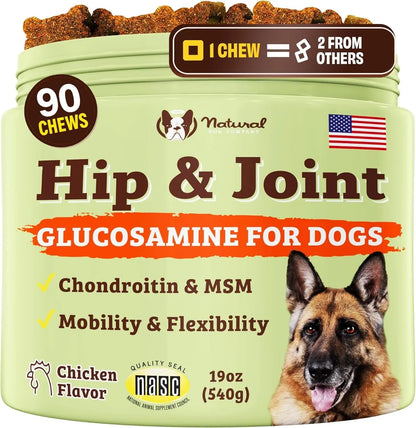 Natural Dog Company Hip & Joint Chews & Liquid Formula for Senior Dogs 90 Ct