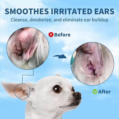 Pet Ear Cleaner PHMB Tris Flush Dog Cat Wax Odor Removal Ear Care Kit 4oz