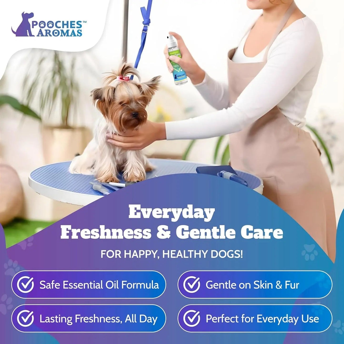 Pooches Aromas Natural Dog Cologne 6-Pack Long-Lasting Grooming Spray 2oz