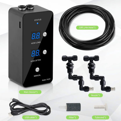 Reptile Misting System Humidifier with Timer & Adjustable Spray Nozzles
