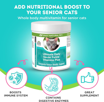 Senior Cat Multivitamin Taurine Lysine Powder Immune Joint Support 3.2oz