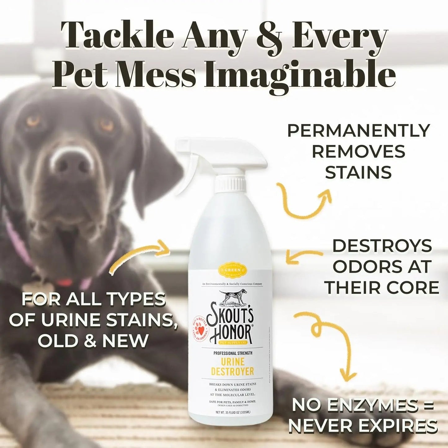 Skout's Honor Dog Urine Destroyer Carpet Cleaner 35oz Professional Strength