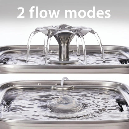 Stainless Steel Pet Water Fountain 95oz Quiet Automatic with Filters & Mat