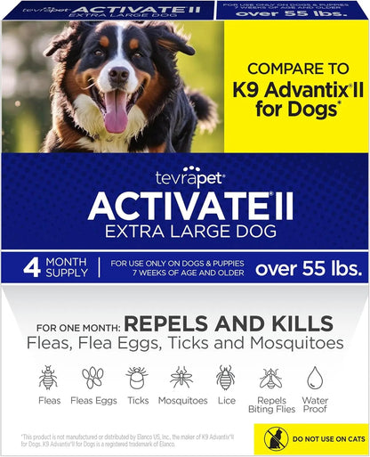 TevraPet Activate II Flea & Tick for Dogs 55+ lbs – 4 Month Supply