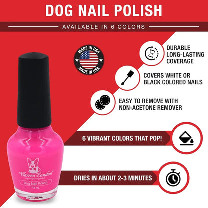 Warren London Dog Nail Polish 6 Pack Bright Colors Long Lasting Coverage