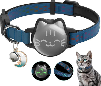 Waterproof Reflective AirTag Cat Collar, Breakaway Safety GPS Holder for Cats