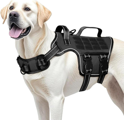 No Pull Tactical Dog Harness Heavy Duty Molle Vest for Medium to XLarge Dogs