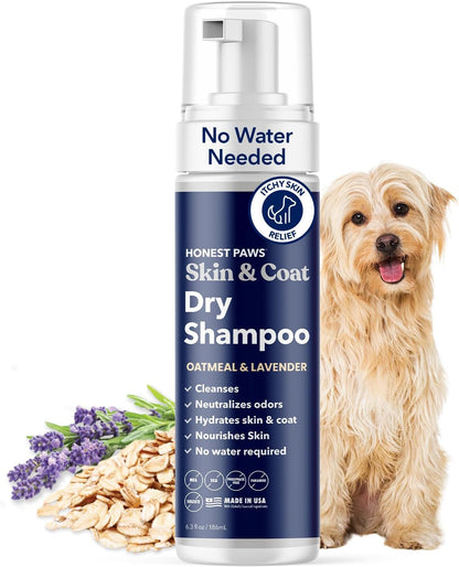 Dog Dry Shampoo Waterless No Rinse Oatmeal Lavender Itch Odor Relief 8oz