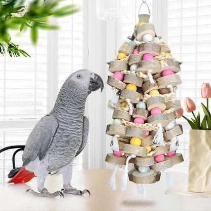 Large Bird Toy Bundle Parrot Chew Toys Natural Wood Cotton Macaw Cockatoo