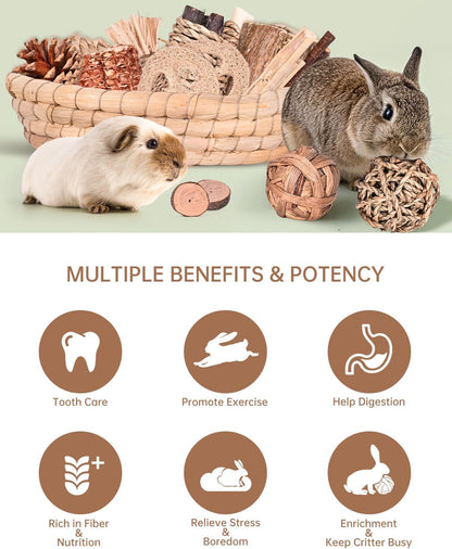 Rabbit Chew Toys 31PCS Natural Small Pet Toys Teeth Grinding Set