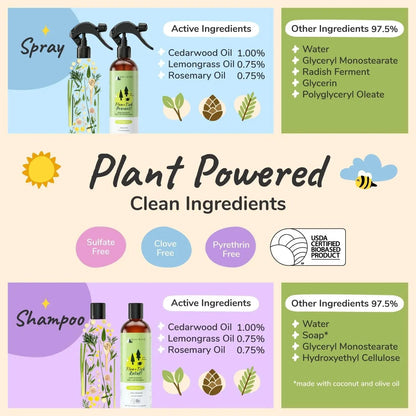 kin+kind Flea & Tick Shampoo & Spray Kit for Dogs & Cats – Plant-Based