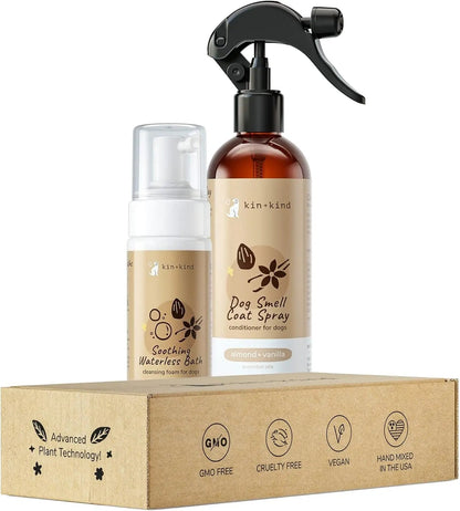 kin+kind Waterless Dog Shampoo & Deodorizing Spray Bundle – Odor Control